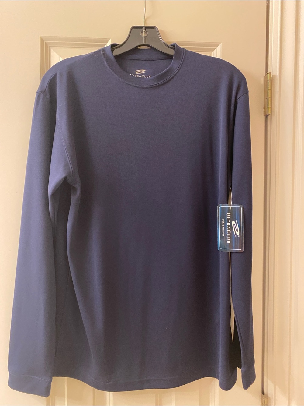 Men's Long-Sleeve Crew Neck Shirt - Navy - Ultra Club Cool & Dry, small,NWT